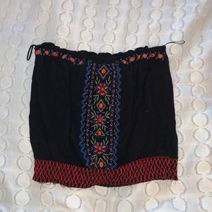 Black Floral Strapless Top